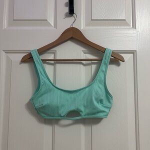 No Boundaries Teal Ribbed Bikini Top with Keyhole